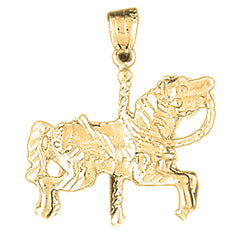 10K, 14K or 18K Gold Carousel Horse Pendant
