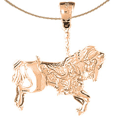 Colgante de caballo carrusel de oro de 10K, 14K o 18K