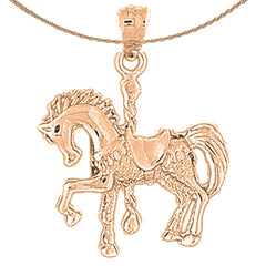 Karussellpferd-Anhänger aus 10 Karat, 14 Karat oder 18 Karat Gold