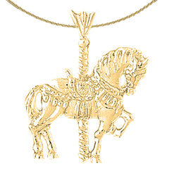 Karussellpferd-Anhänger aus 10 Karat, 14 Karat oder 18 Karat Gold