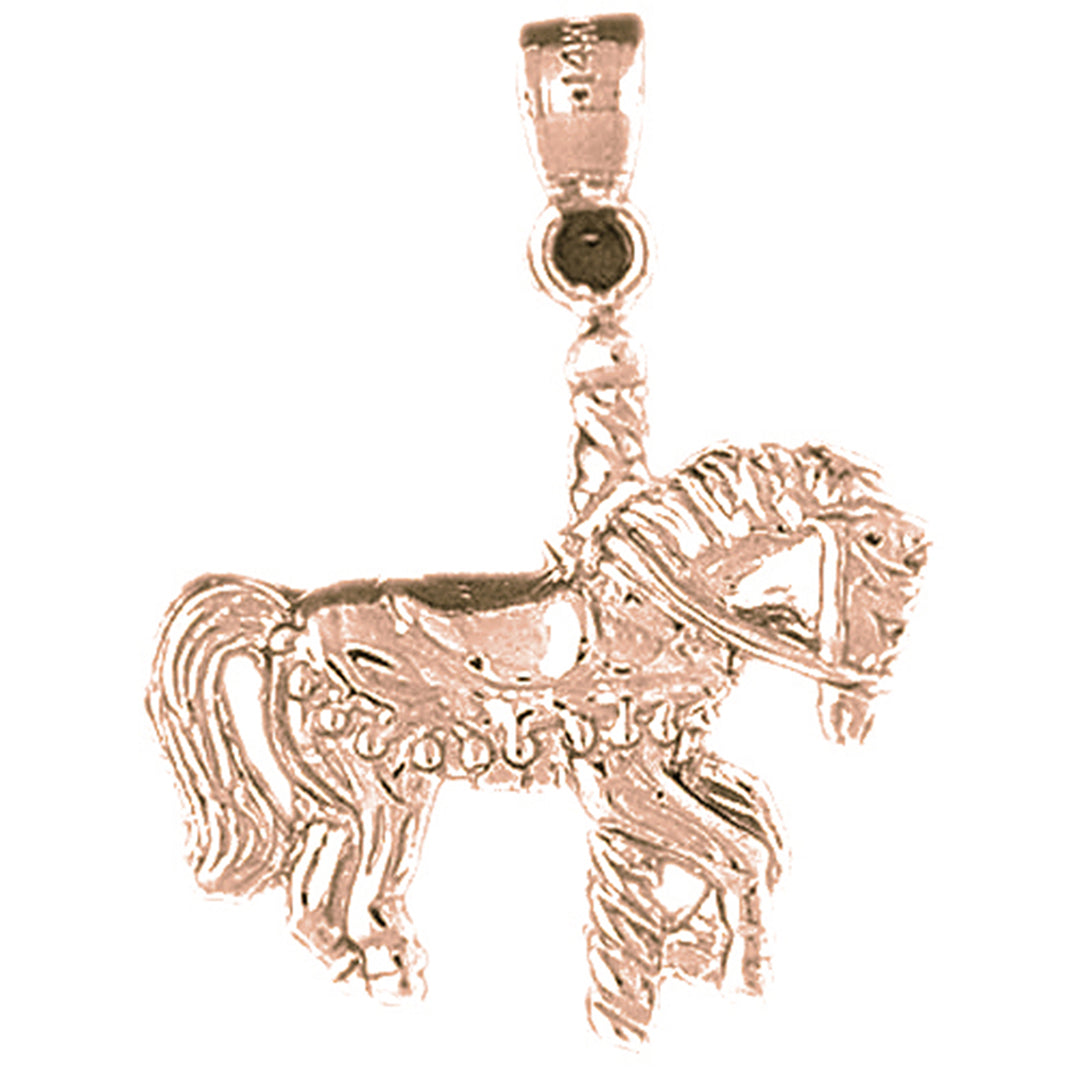10K, 14K or 18K Gold Carousel Horse Pendant