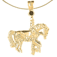 Colgante de caballo carrusel de oro de 10K, 14K o 18K