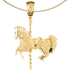 Colgante de caballo carrusel de oro de 10K, 14K o 18K