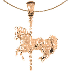 Colgante de caballo carrusel de oro de 10K, 14K o 18K