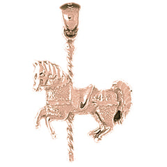 10K, 14K or 18K Gold Carousel Horse Pendant