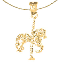 Karussellpferd-Anhänger aus 10 Karat, 14 Karat oder 18 Karat Gold