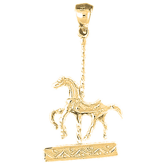 10K, 14K or 18K Gold Carousel Horse Pendant