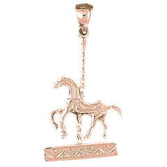 10K, 14K or 18K Gold Carousel Horse Pendant