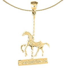 10K, 14K or 18K Gold Carousel Horse Pendant