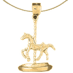 Karussellpferd-Anhänger aus 10 Karat, 14 Karat oder 18 Karat Gold