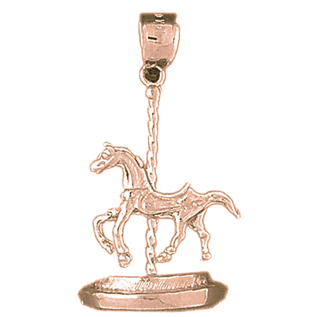 10K, 14K or 18K Gold Carousel Horse Pendant