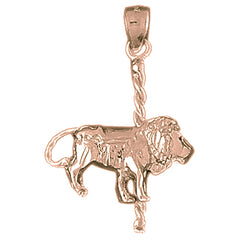 10K, 14K or 18K Gold Carousel Lion Pendant