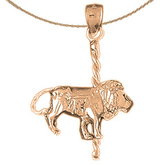Colgante de león carrusel de oro de 10K, 14K o 18K