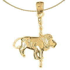 Colgante de león carrusel de oro de 10K, 14K o 18K