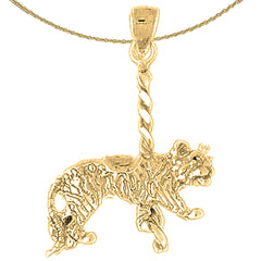 10K, 14K or 18K Gold Carousel Tiger Pendant