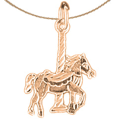 Colgante de caballo carrusel de oro de 14 quilates o 18 quilates