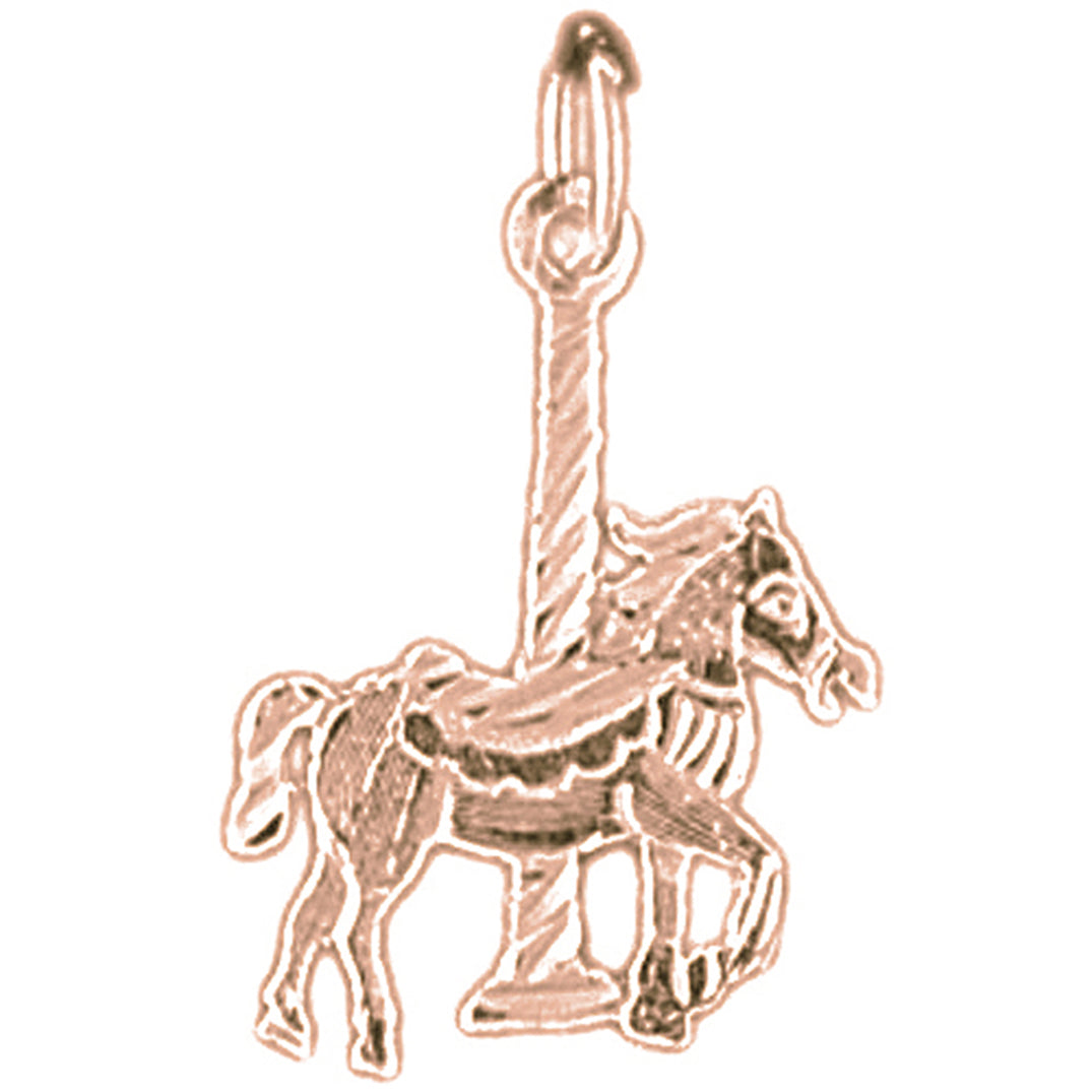 14K or 18K Gold Carousel Horse Pendant
