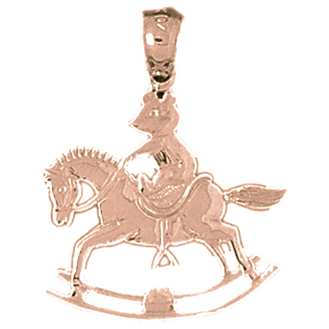 14K or 18K Gold Teddy Of Rocking Horse Pendant