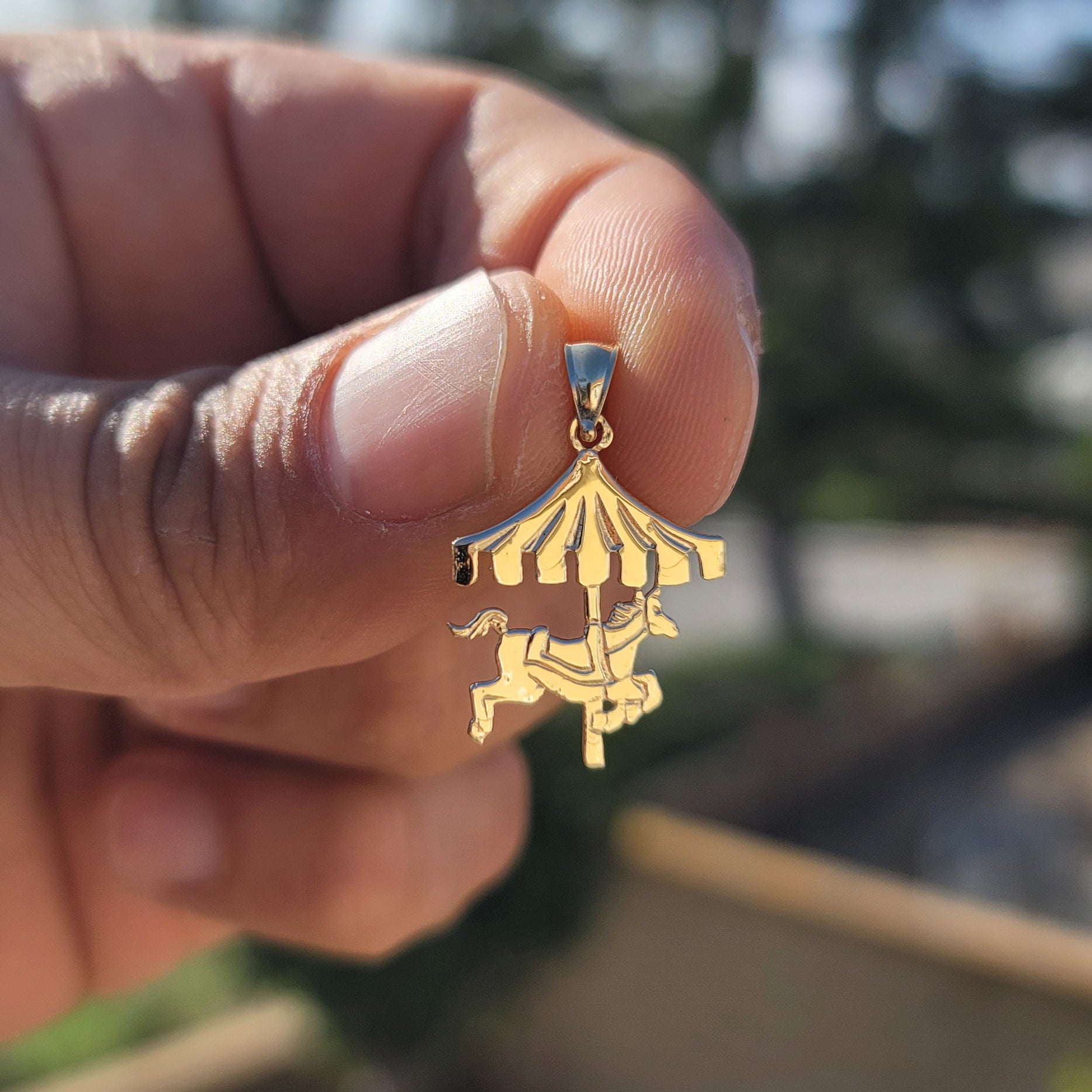 14K or 18K Gold Carousel Horse Pendant