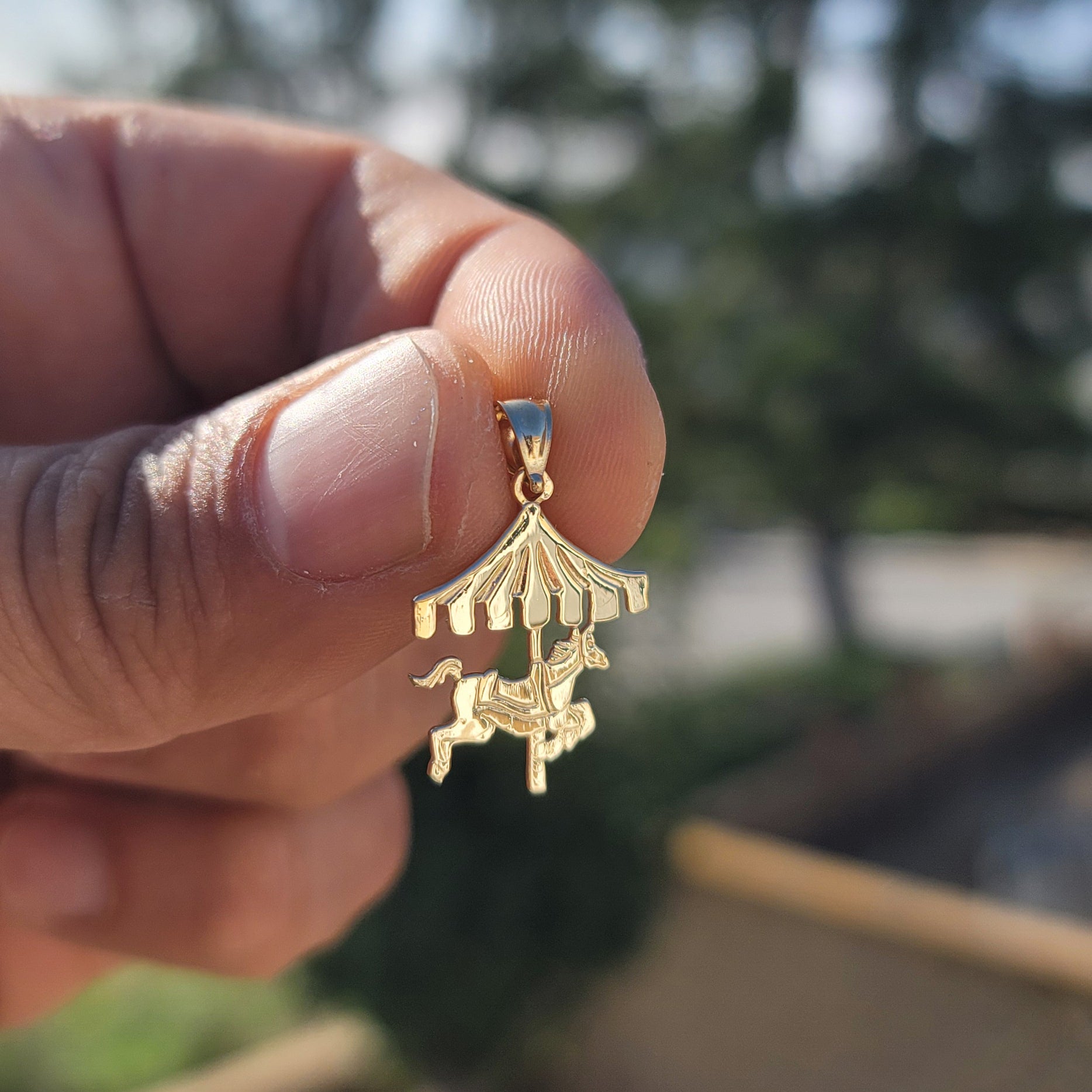 14K or 18K Gold Carousel Horse Pendant