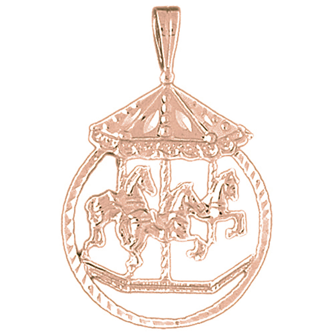 10K, 14K or 18K Gold Carousel Horse Pendant