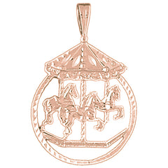 10K, 14K or 18K Gold Carousel Horse Pendant