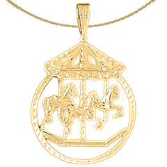 10K, 14K or 18K Gold Carousel Horse Pendant