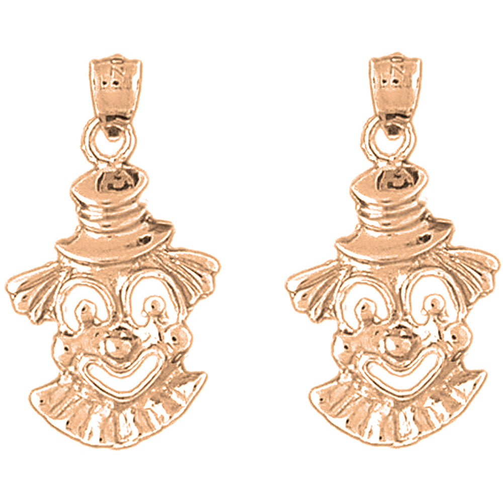 14K or 18K Gold 29mm Clown Earrings