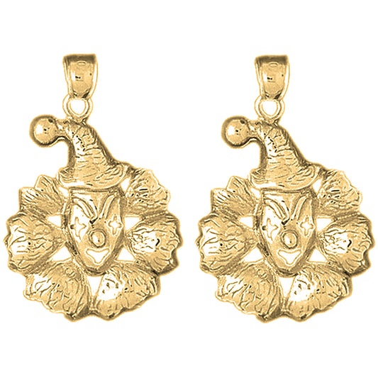 14K or 18K Gold 30mm Clown Earrings