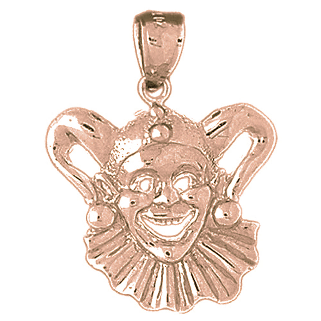 10K, 14K or 18K Gold Clown, Jester Pendant