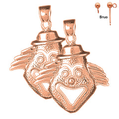 14K or 18K Gold Clown Earrings