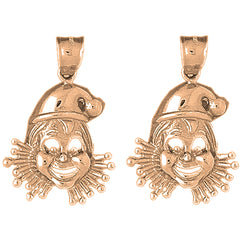 14K or 18K Gold 32mm Clown Earrings