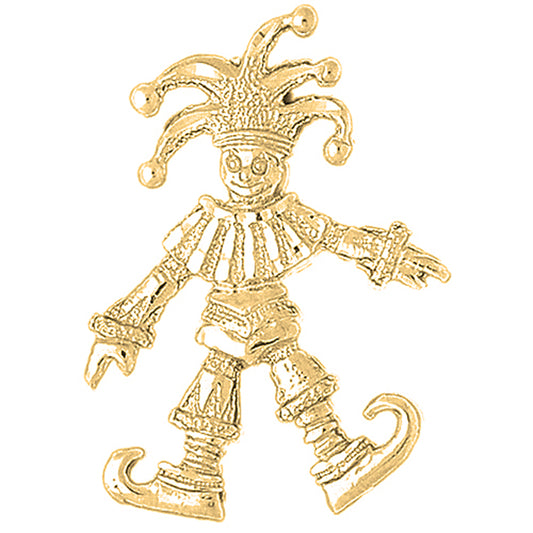 10K, 14K or 18K Gold Clown, Jester Pendant