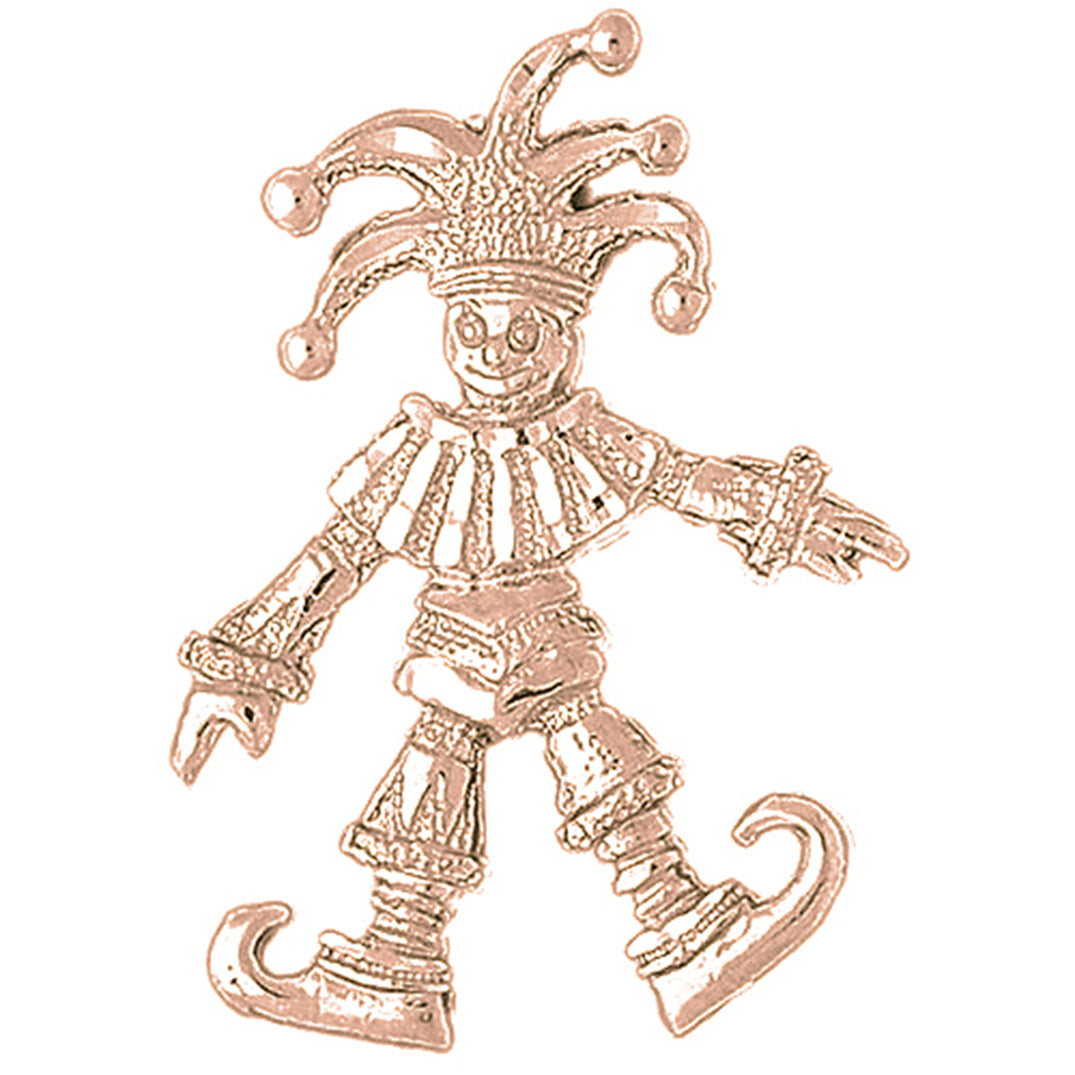 10K, 14K or 18K Gold Clown, Jester Pendant