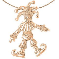 10K, 14K or 18K Gold Clown, Jester Pendant