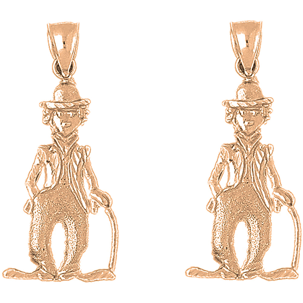 14K or 18K Gold 41mm Clown Earrings