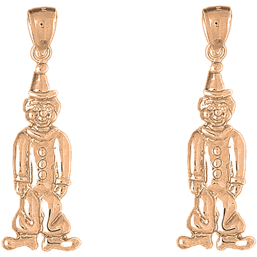 14K or 18K Gold 44mm Clown Earrings