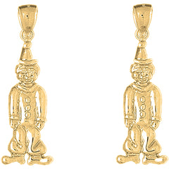 Yellow Gold-plated Silver 44mm Clown Earrings
