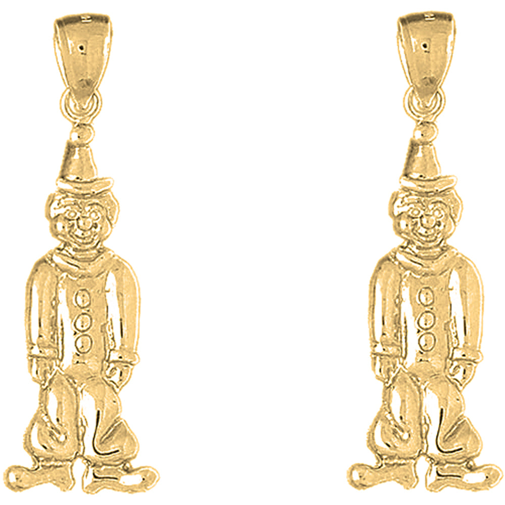14K or 18K Gold 44mm Clown Earrings