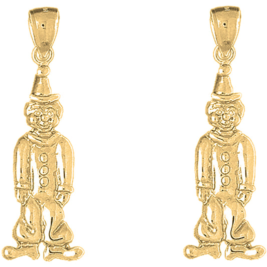 14K or 18K Gold 44mm Clown Earrings