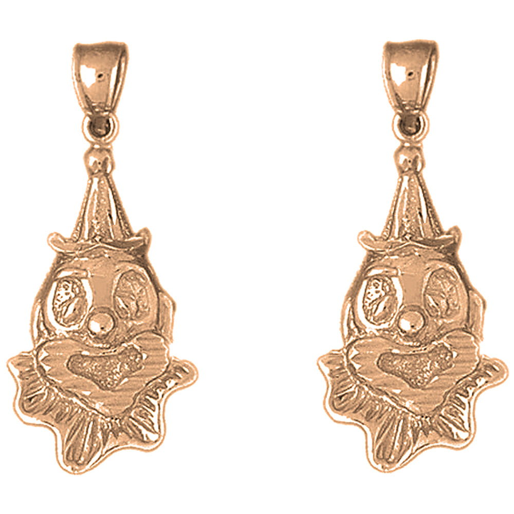 14K or 18K Gold 32mm Clown Earrings