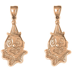 14K or 18K Gold 32mm Clown Earrings