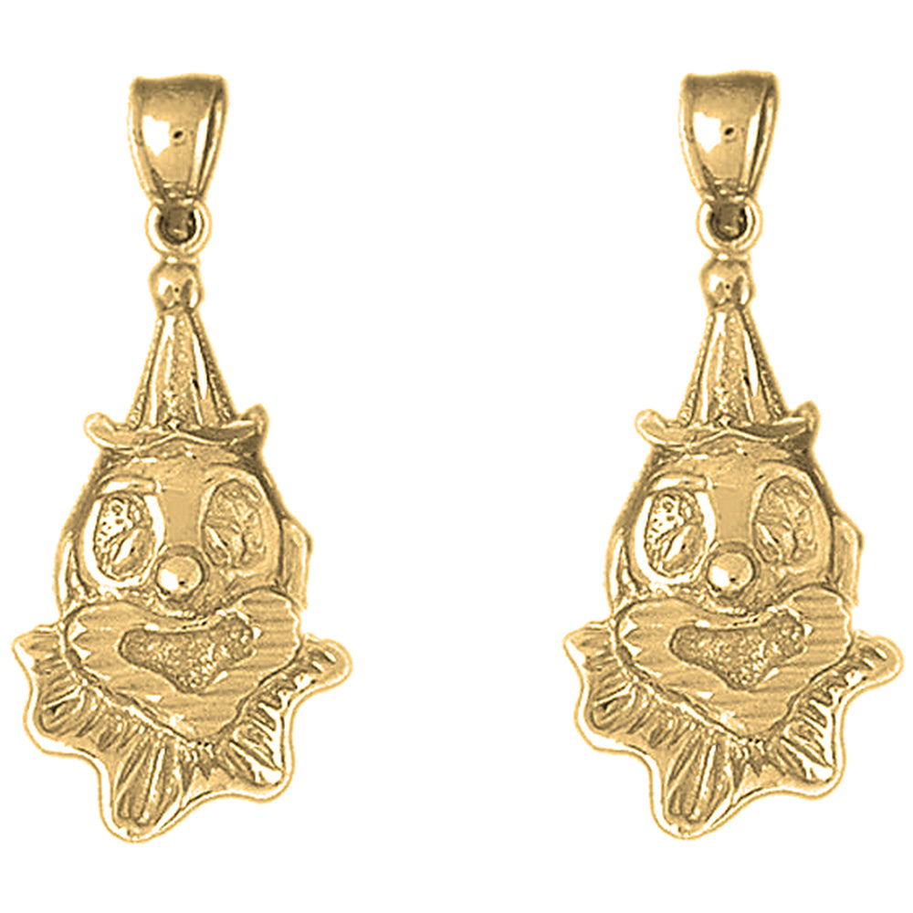 14K or 18K Gold 32mm Clown Earrings