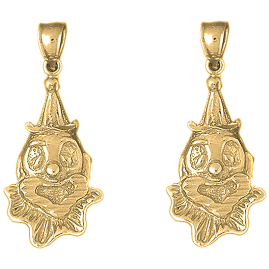14K or 18K Gold 32mm Clown Earrings