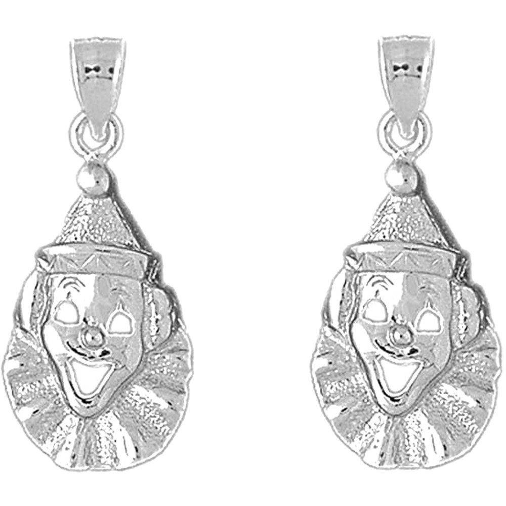 Sterling Silver 28mm Clown Earrings