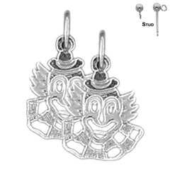 Pendientes de payaso de plata de ley de 16 mm (chapados en oro blanco o amarillo)