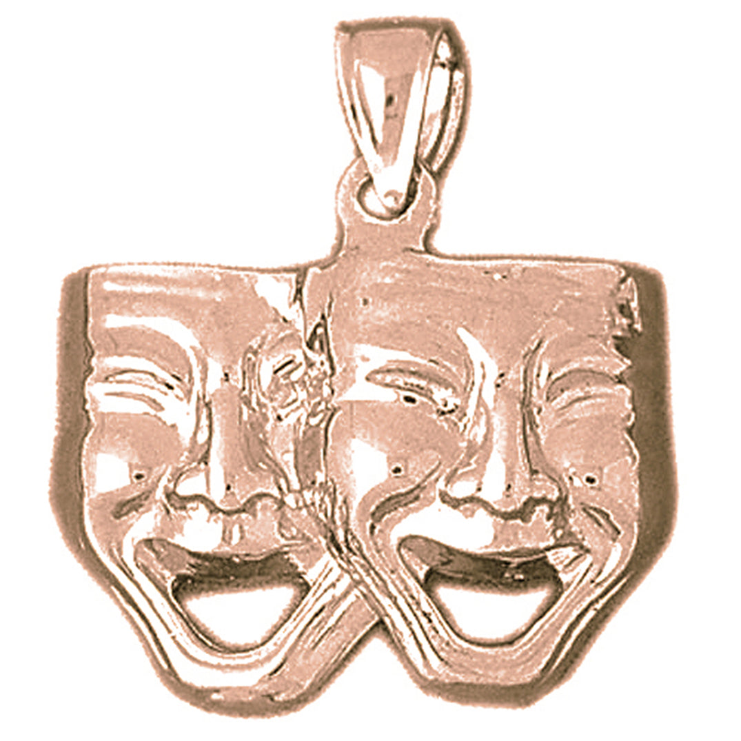 10K, 14K or 18K Gold Drama Mask, Laugh Now, Cry Later Pendant