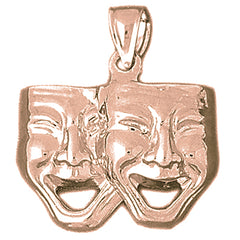 10K, 14K or 18K Gold Drama Mask, Laugh Now, Cry Later Pendant
