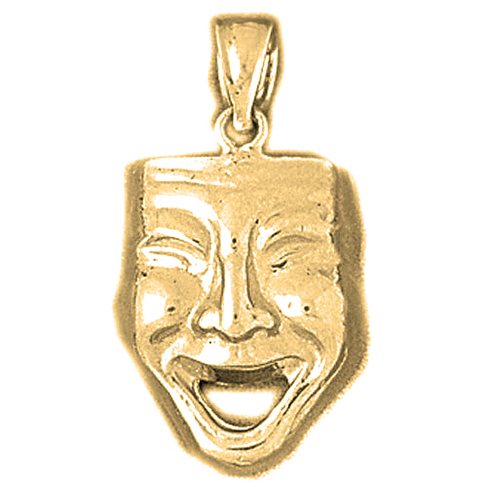 10K, 14K or 18K Gold Drama Mask, Laugh Now Pendant