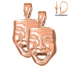 14K or 18K Gold Drama Mask, Laugh Now Earrings